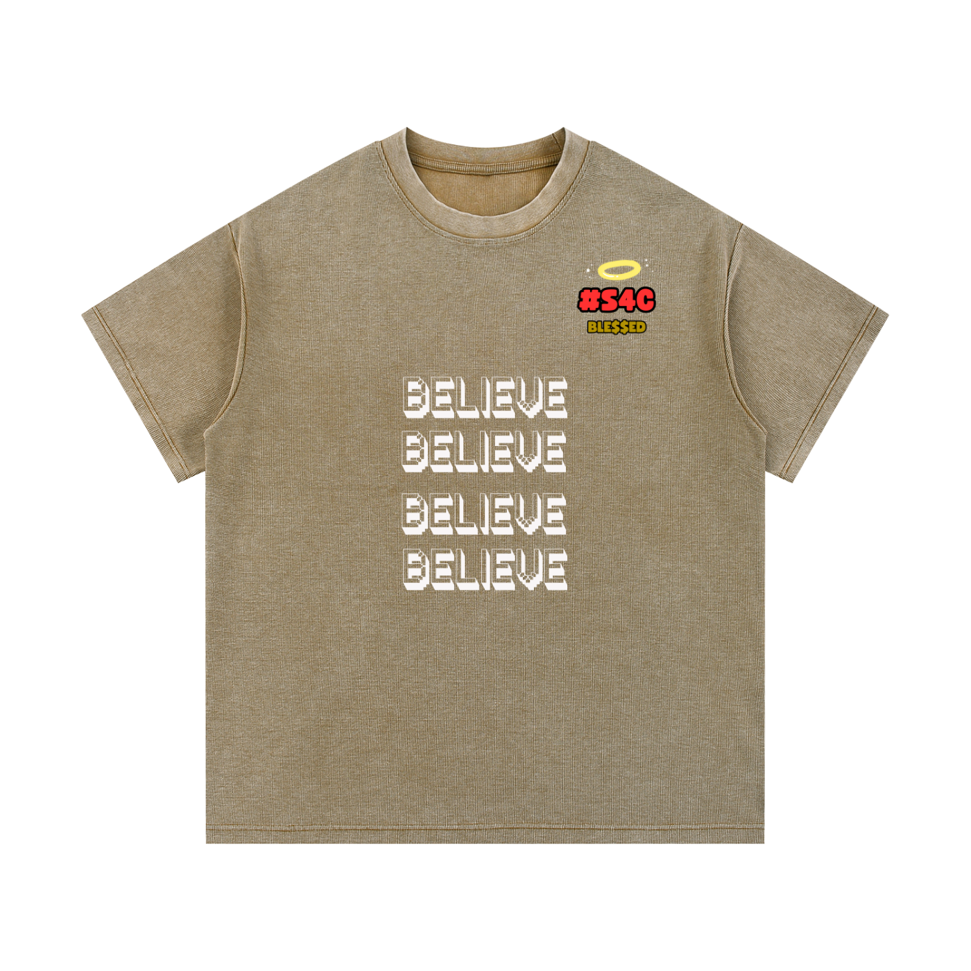S4C Believe, Trust The Movement • Mineral Wash Waffle Knit T-Shirt