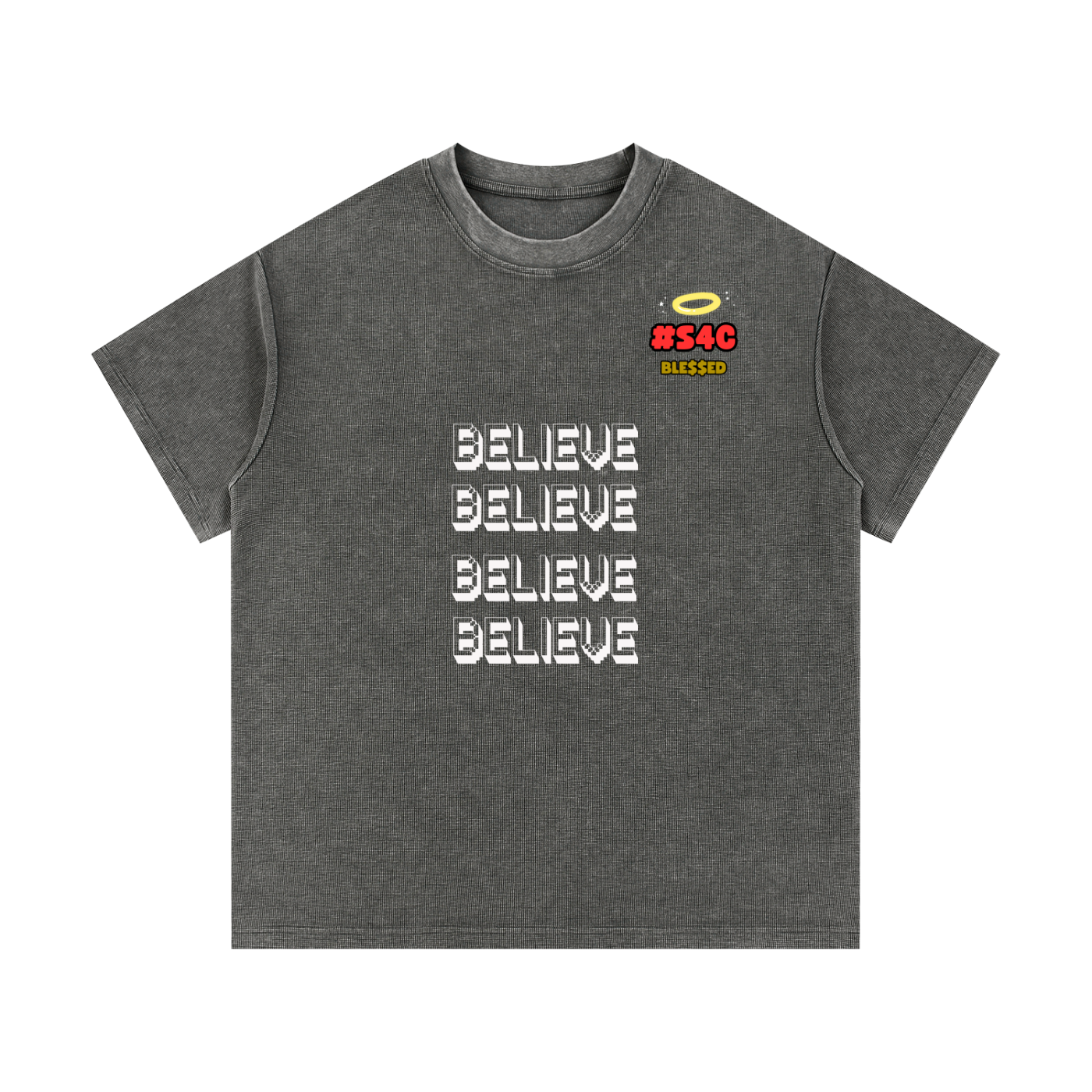 S4C Believe, Trust The Movement • Mineral Wash Waffle Knit T-Shirt