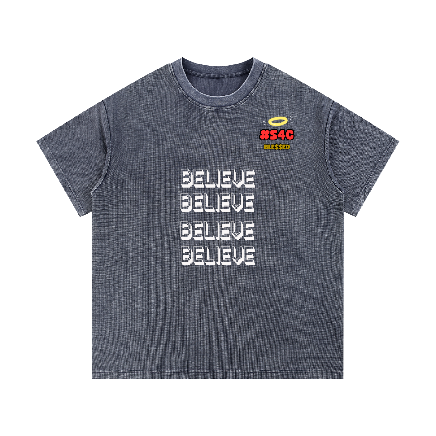 S4C Believe, Trust The Movement • Mineral Wash Waffle Knit T-Shirt