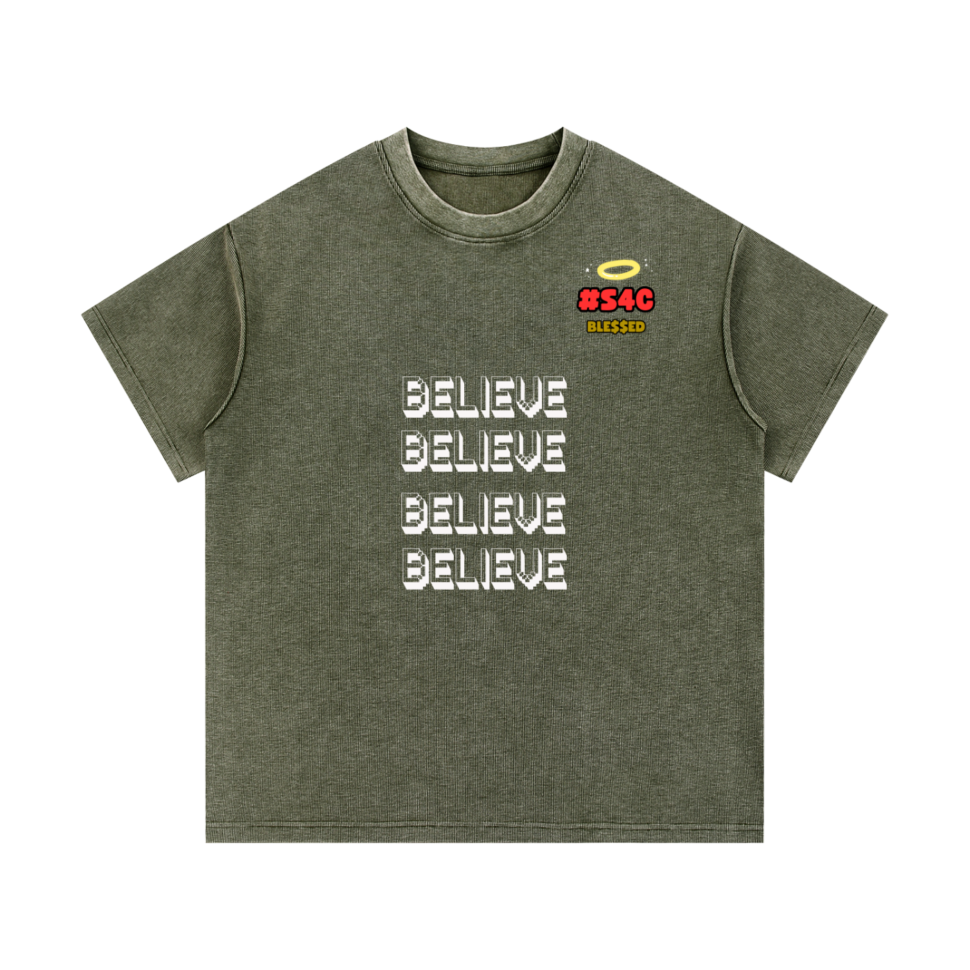 S4C Believe, Trust The Movement • Mineral Wash Waffle Knit T-Shirt