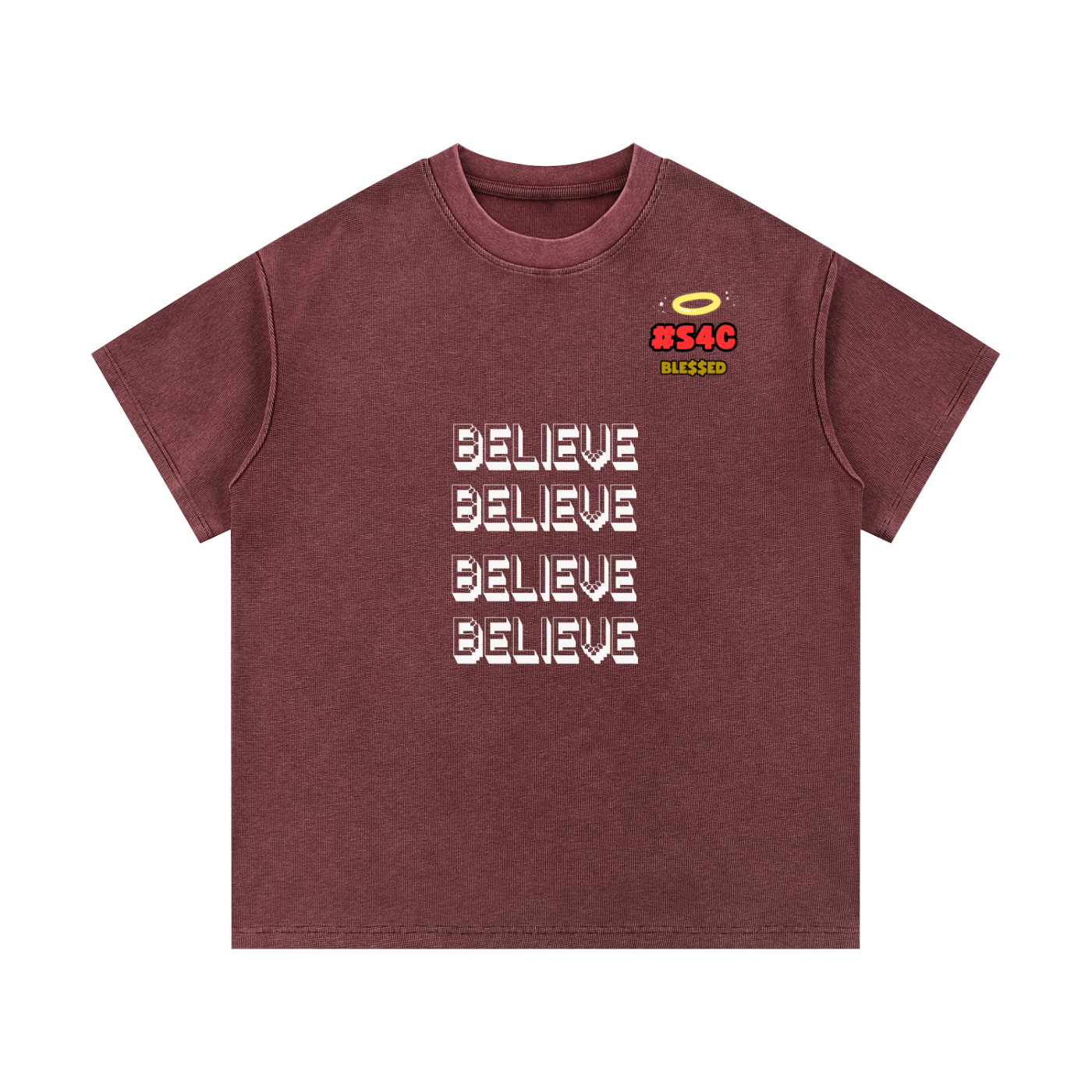S4C Believe, Trust The Movement • Mineral Wash Waffle Knit T-Shirt